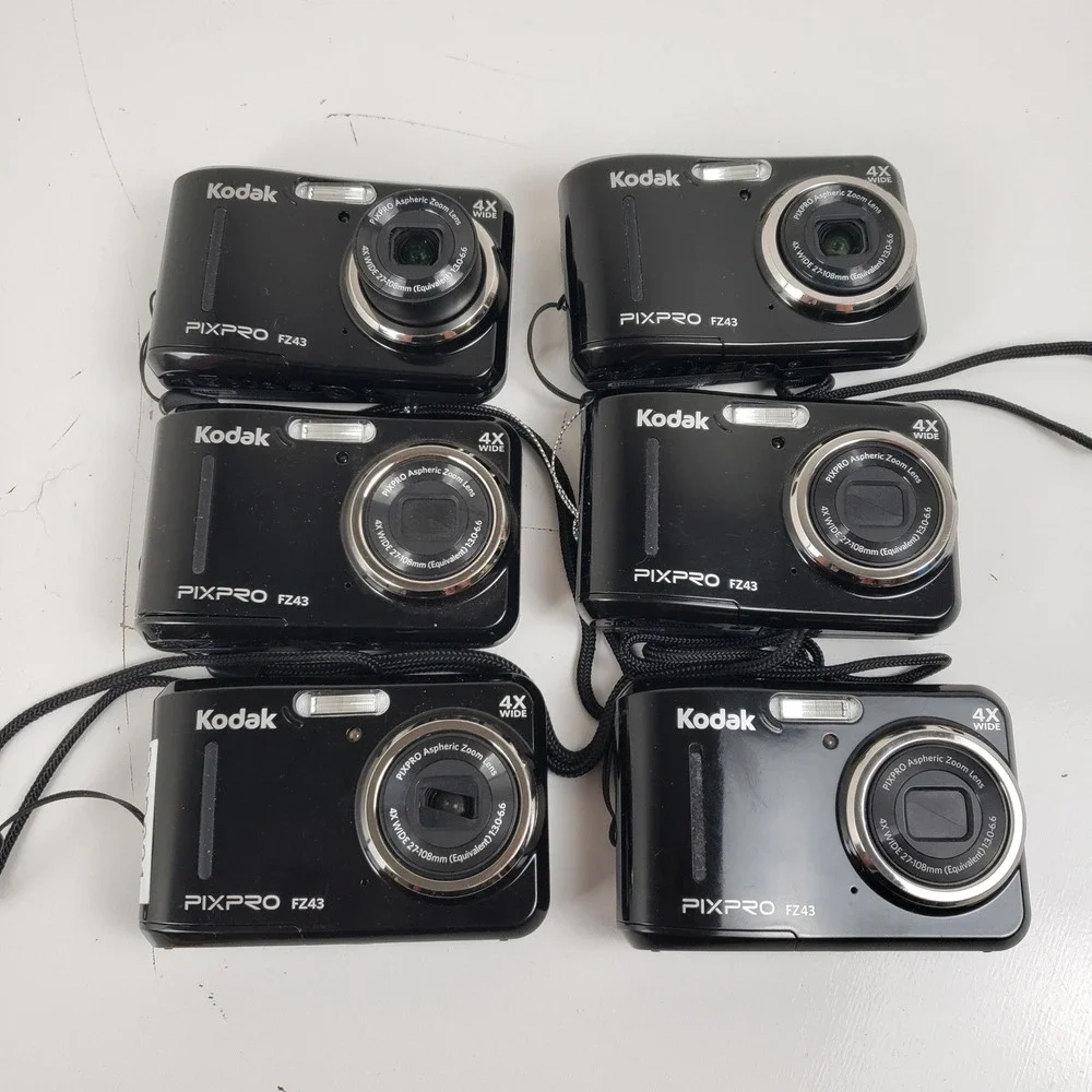 Lot of 6 Kodak PIXPRO FZ43 Digital Camera Black 16MP 4X Zoom For Parts Repair